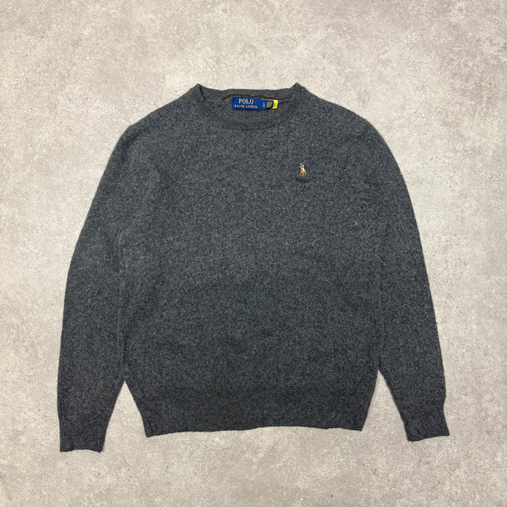 Polo Ralph Lauren Crew Neck Wool Jumper Women Size L (Fit M ) Grey