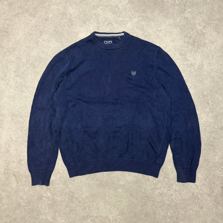 Chaps Crew Neck Knit Jumper Size L Navy