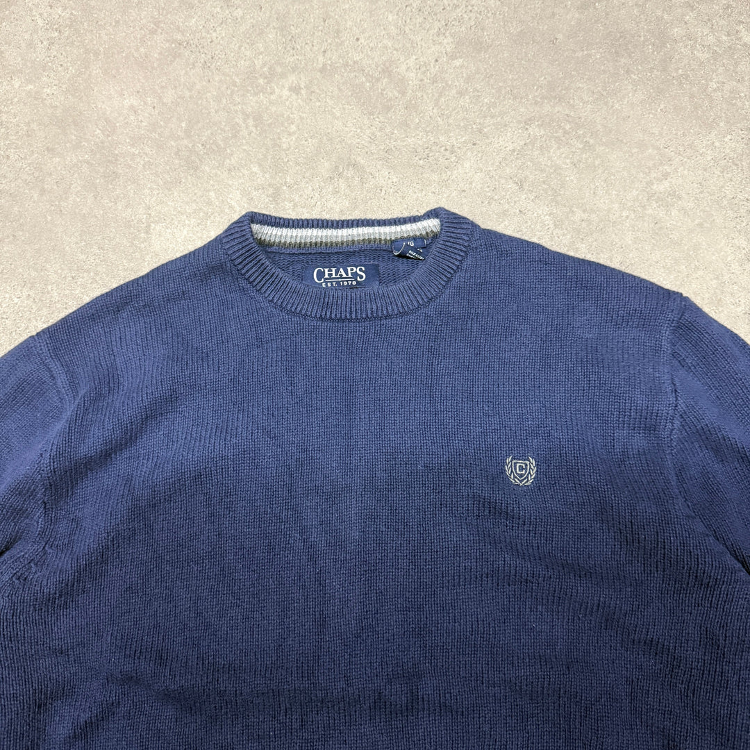 Chaps Crew Neck Knit Jumper Size L Navy