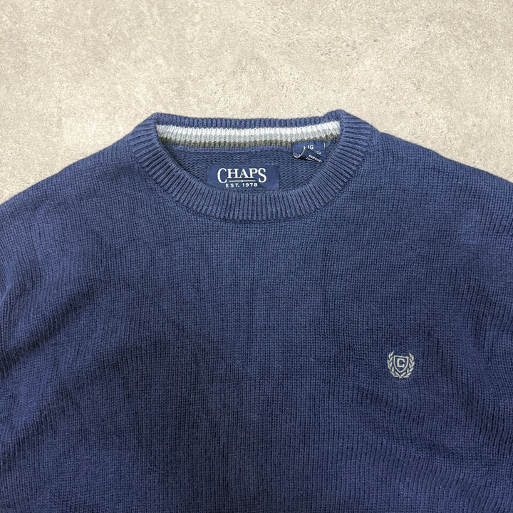 Chaps Crew Neck Knit Jumper Size L Navy