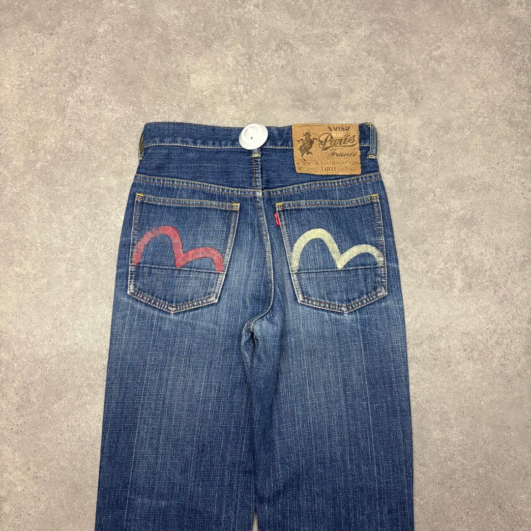 Vintage Evisu Straight Fit Blue Trousers (28x34)
