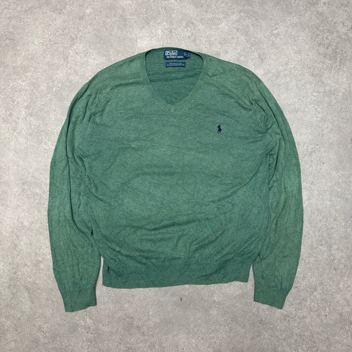 Polo Ralph Lauren V Neck Jumper  Size M Green