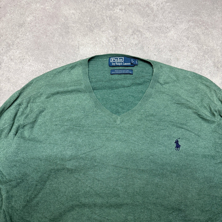 Polo Ralph Lauren V Neck Jumper  Size M Green