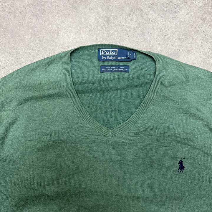 Polo Ralph Lauren V Neck Jumper  Size M Green