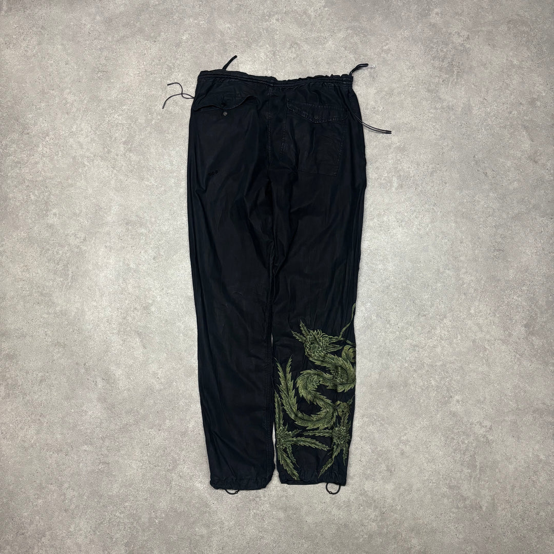 Maharishi Embroidered Black Cargo Trousers (S)