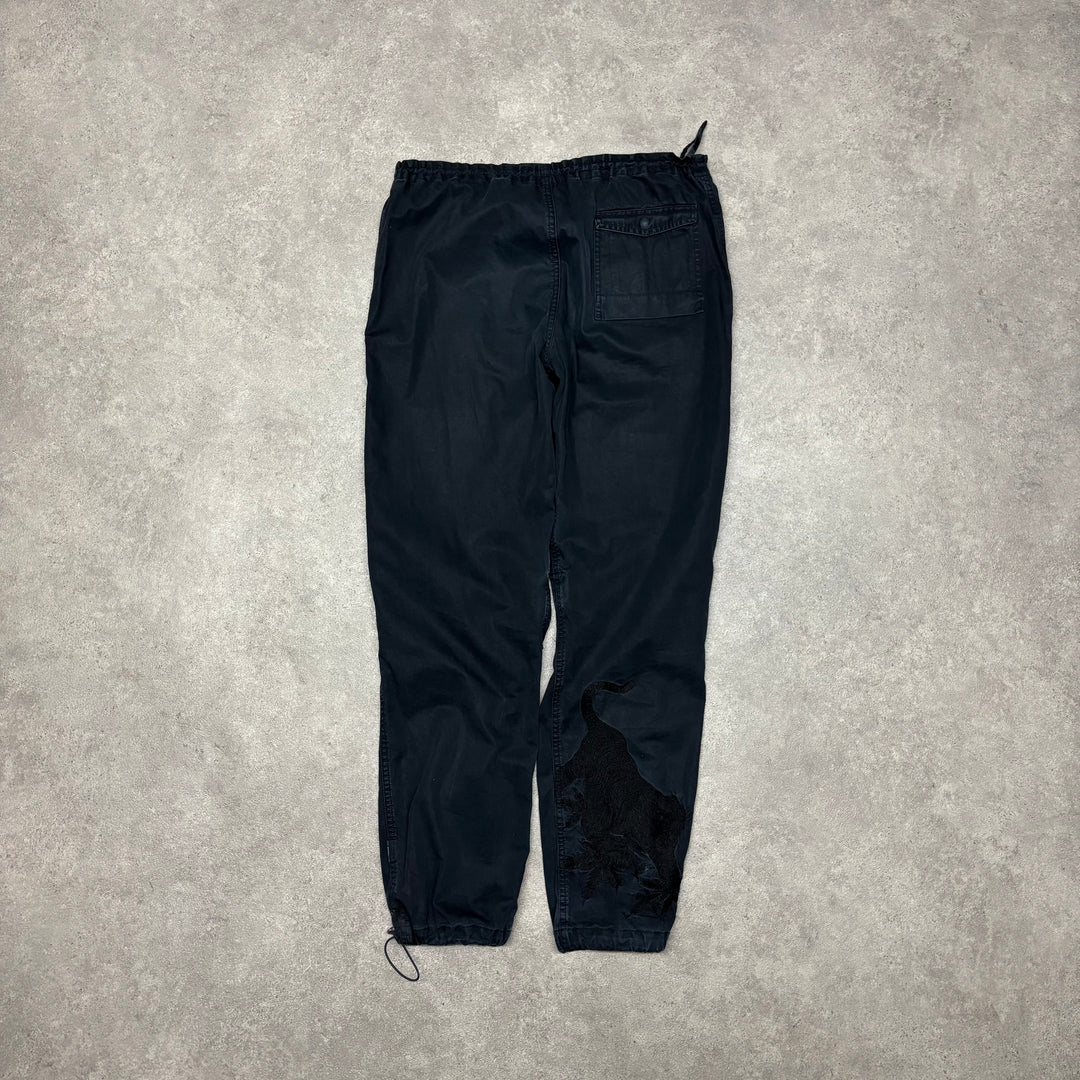 Maharishi Embroidered Black Cargo Trousers (S)