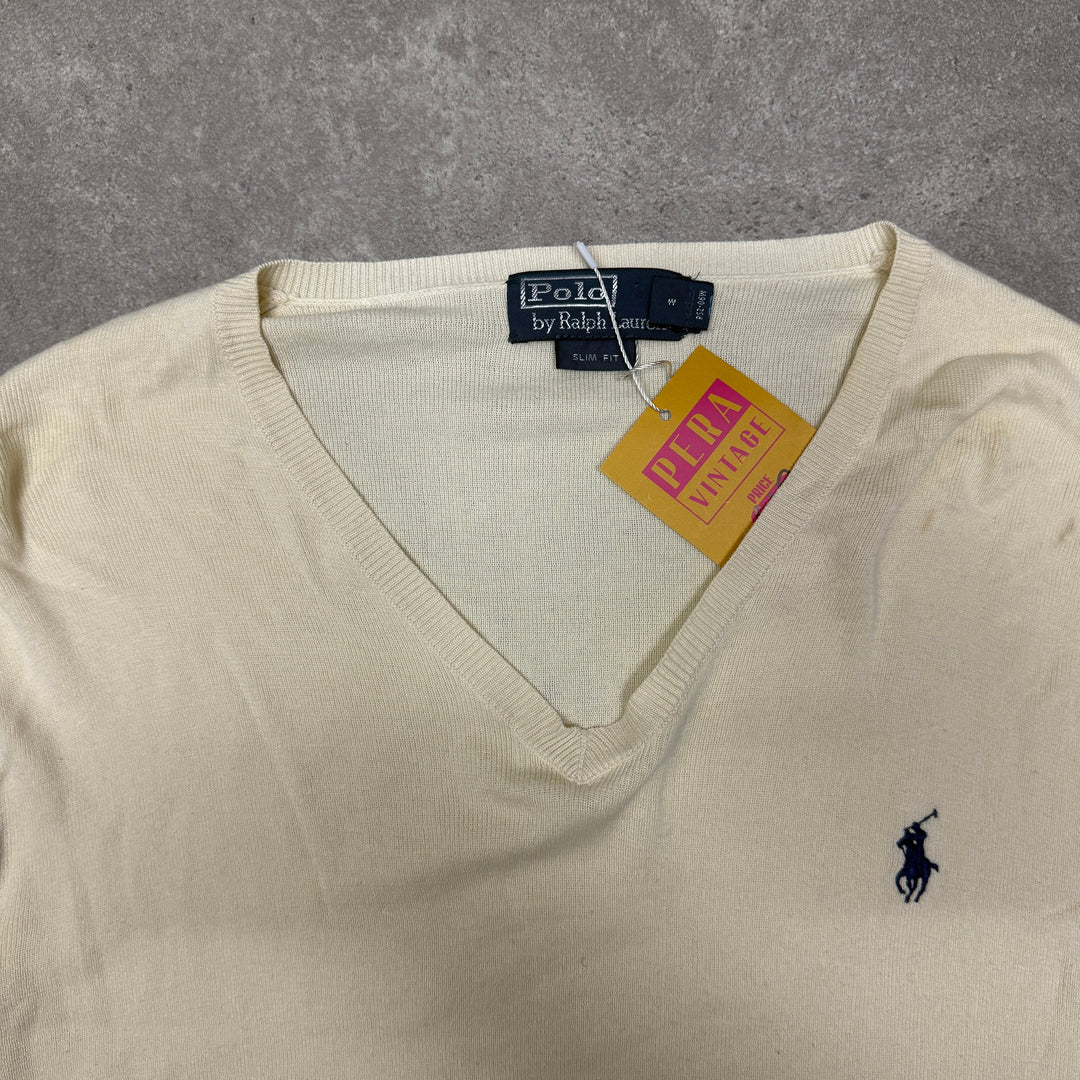 Polo Ralph Lauren V Neck Jumper  Size M White