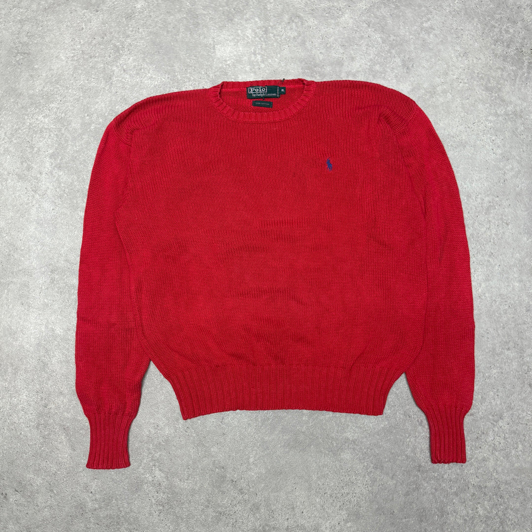 Polo Ralph Lauren Crew Neck  Heavy Knit Jumper Women Size XL Red