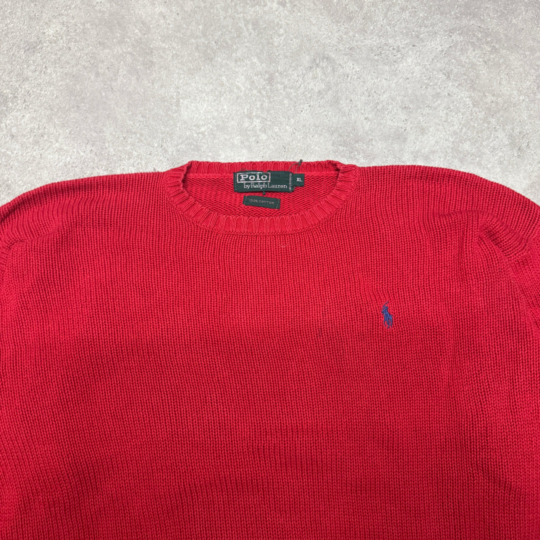 Polo Ralph Lauren Crew Neck  Heavy Knit Jumper Women Size XL Red