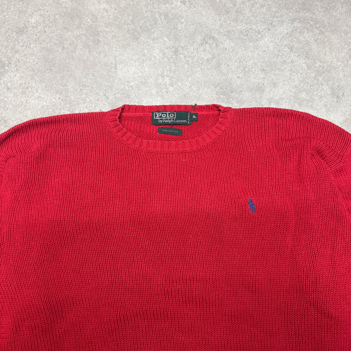 Polo Ralph Lauren Crew Neck  Heavy Knit Jumper Women Size XL Red