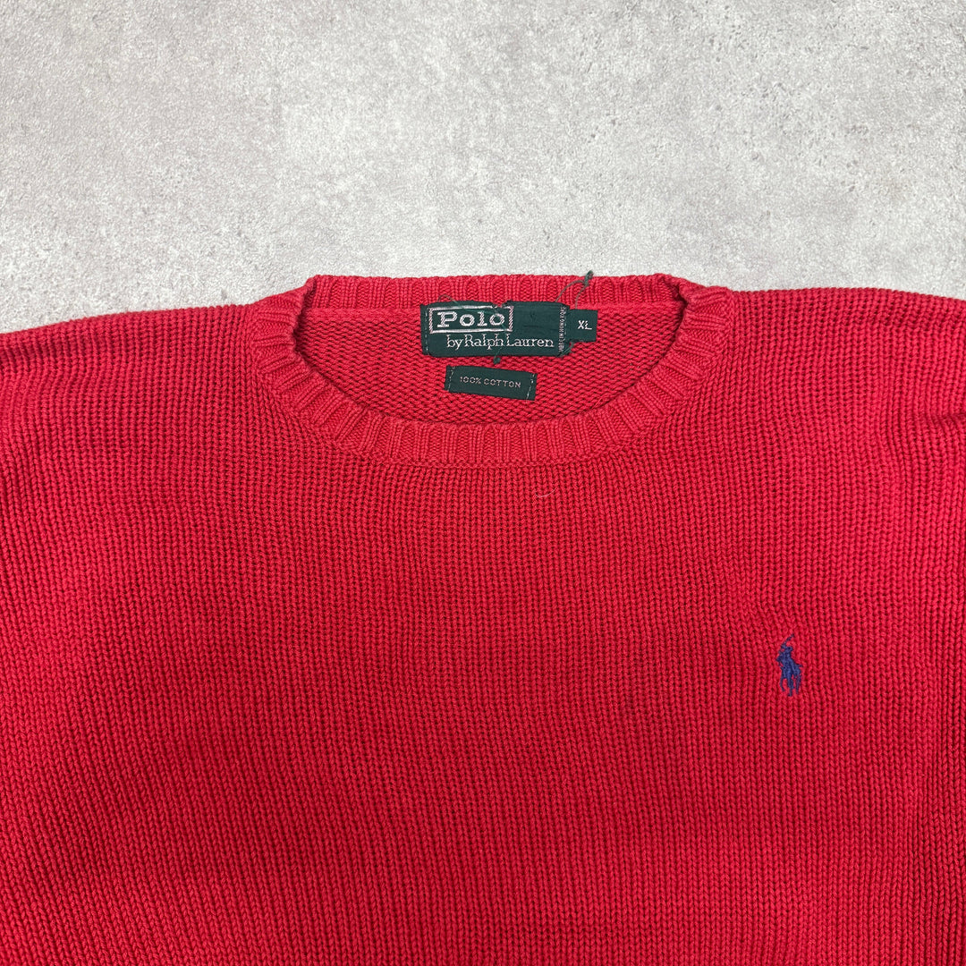 Polo Ralph Lauren Crew Neck  Heavy Knit Jumper Women Size XL Red