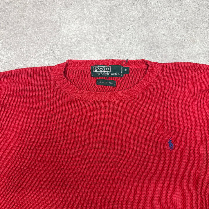 Polo Ralph Lauren Crew Neck  Heavy Knit Jumper Women Size XL Red