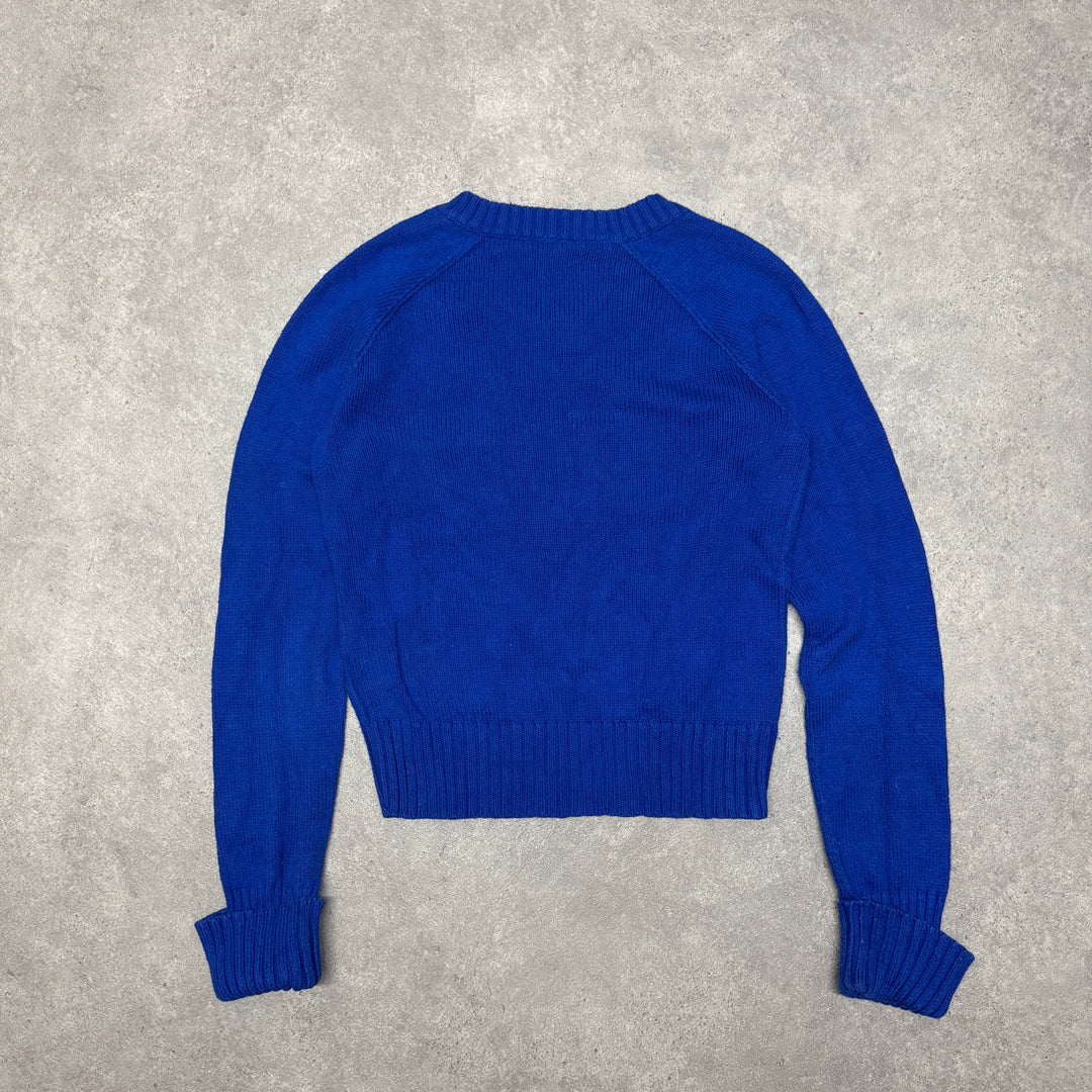 Polo Ralph Lauren V Neck Knit Jumper Women Size M Blue