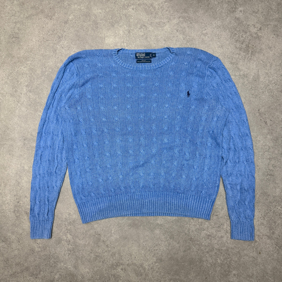 Polo Ralph Lauren Crew Neck Cable Knit Size XL Blue