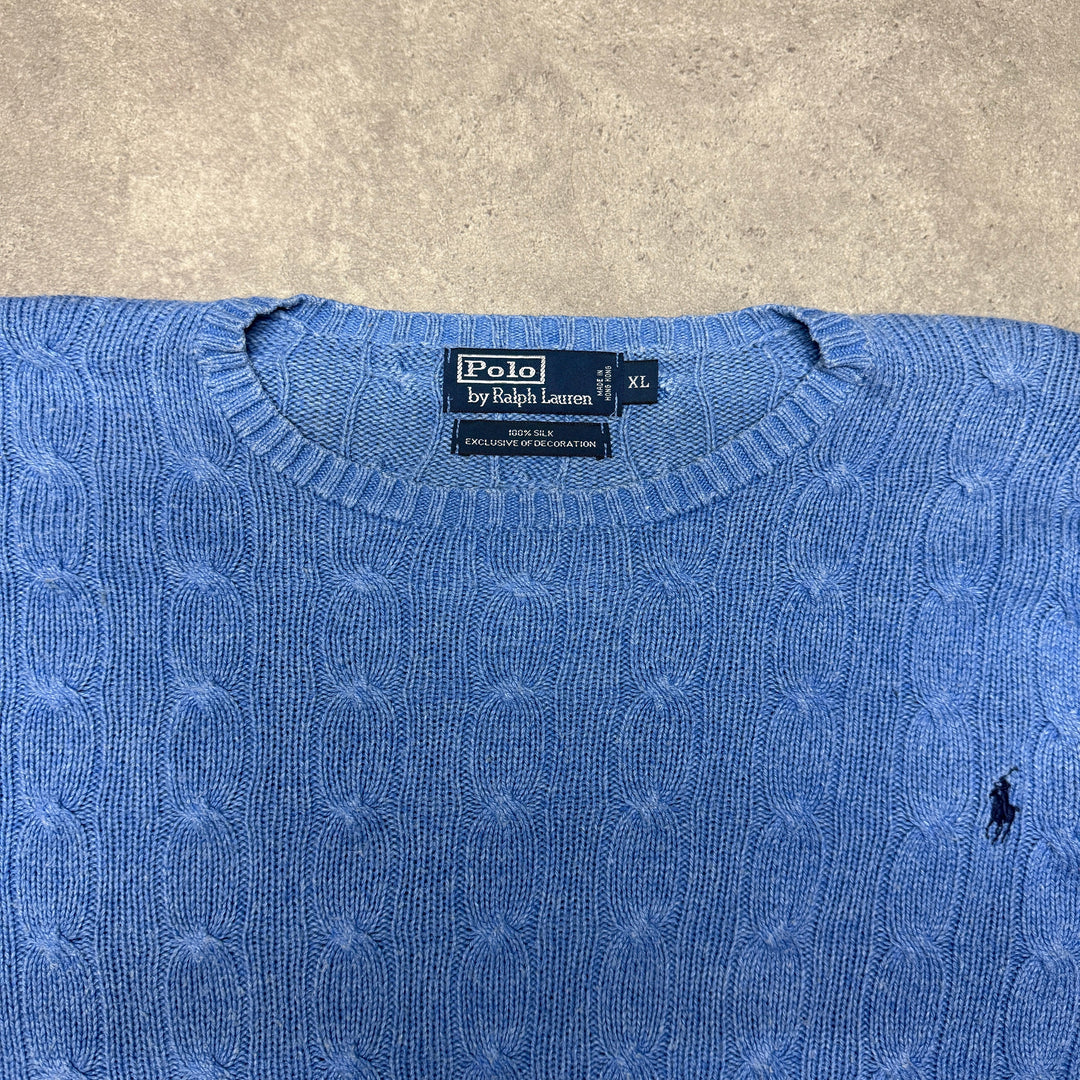 Polo Ralph Lauren Crew Neck Cable Knit Size XL Blue