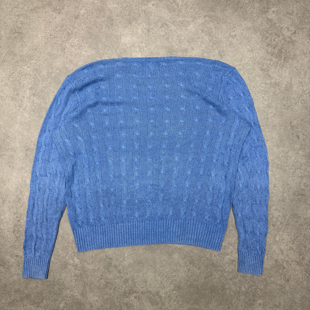 Polo Ralph Lauren Crew Neck Cable Knit Size XL Blue