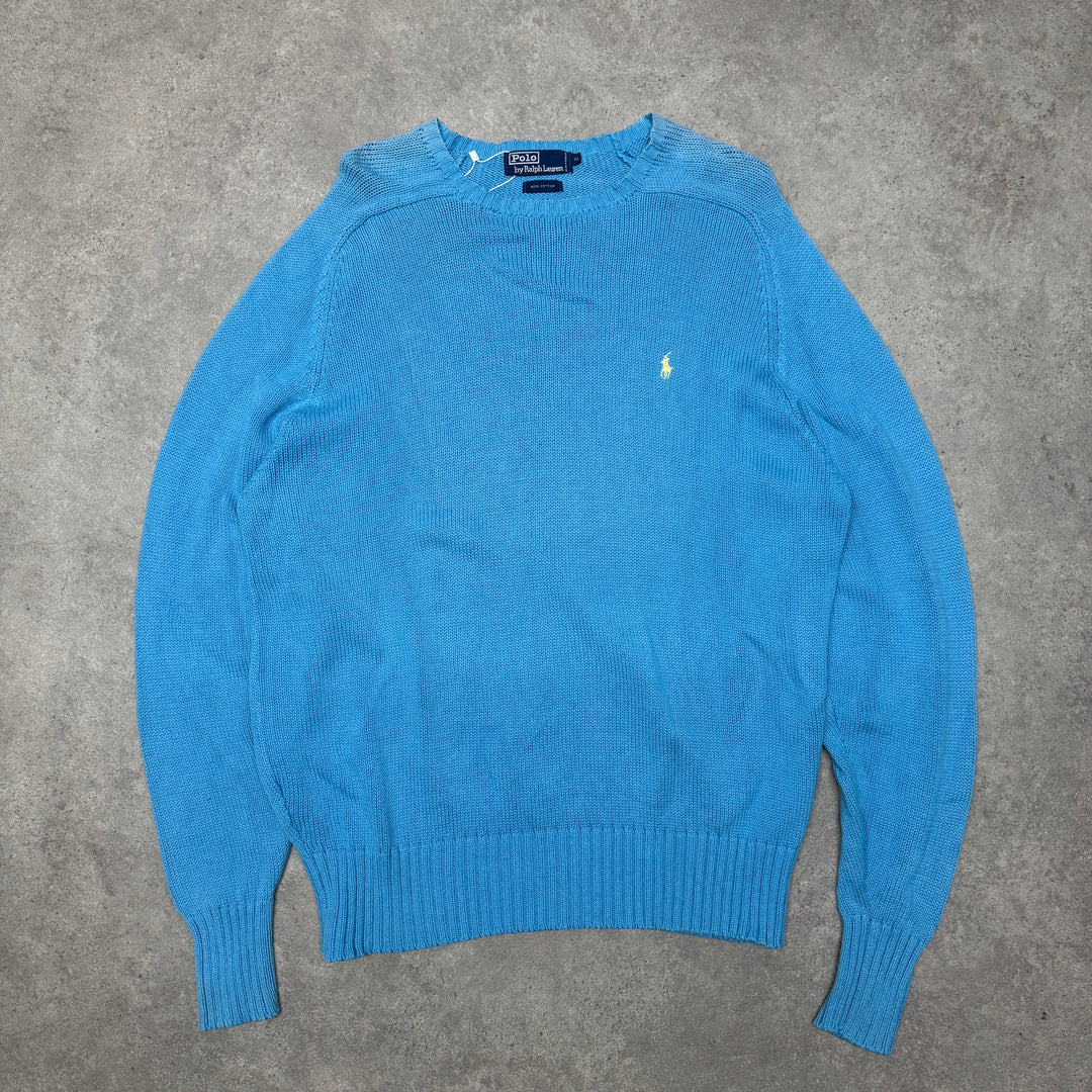 Polo Ralph Lauren Crew Neck Heavy Knit Jumper Size XL Blue