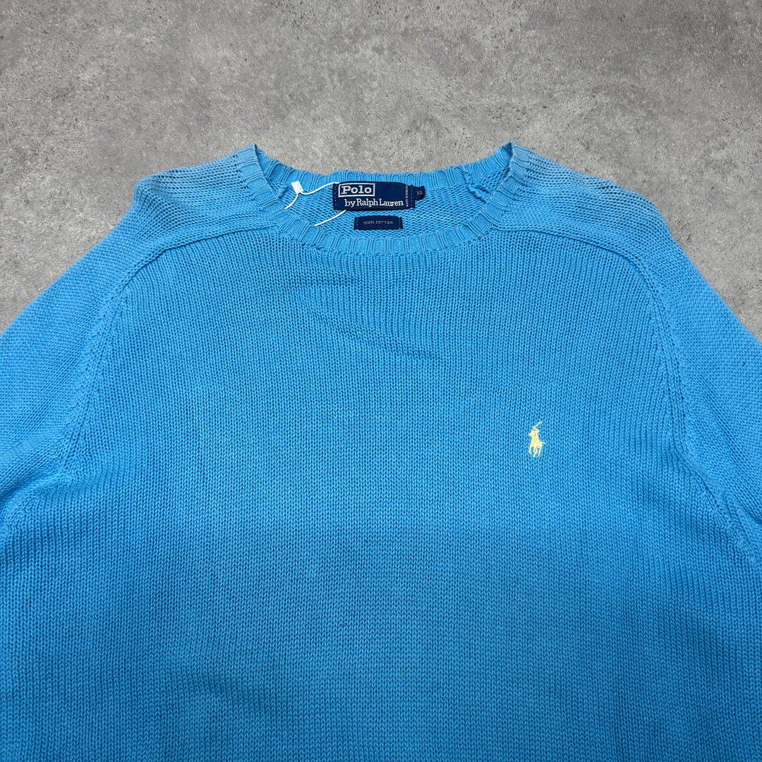 Polo Ralph Lauren Crew Neck Heavy Knit Jumper Size XL Blue