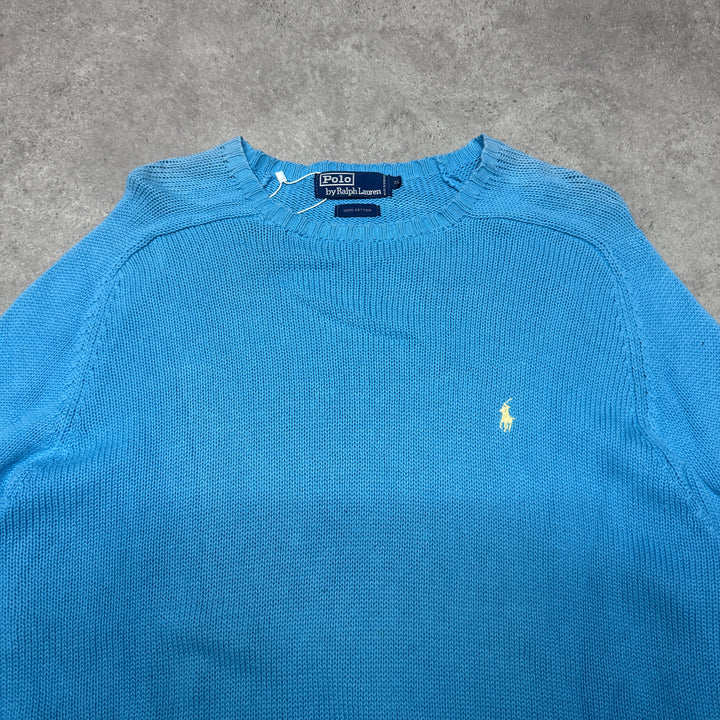 Polo Ralph Lauren Crew Neck Heavy Knit Jumper Size XL Blue