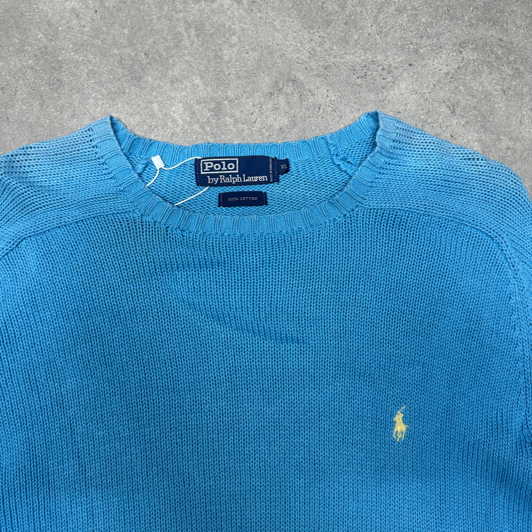 Polo Ralph Lauren Crew Neck Heavy Knit Jumper Size XL Blue