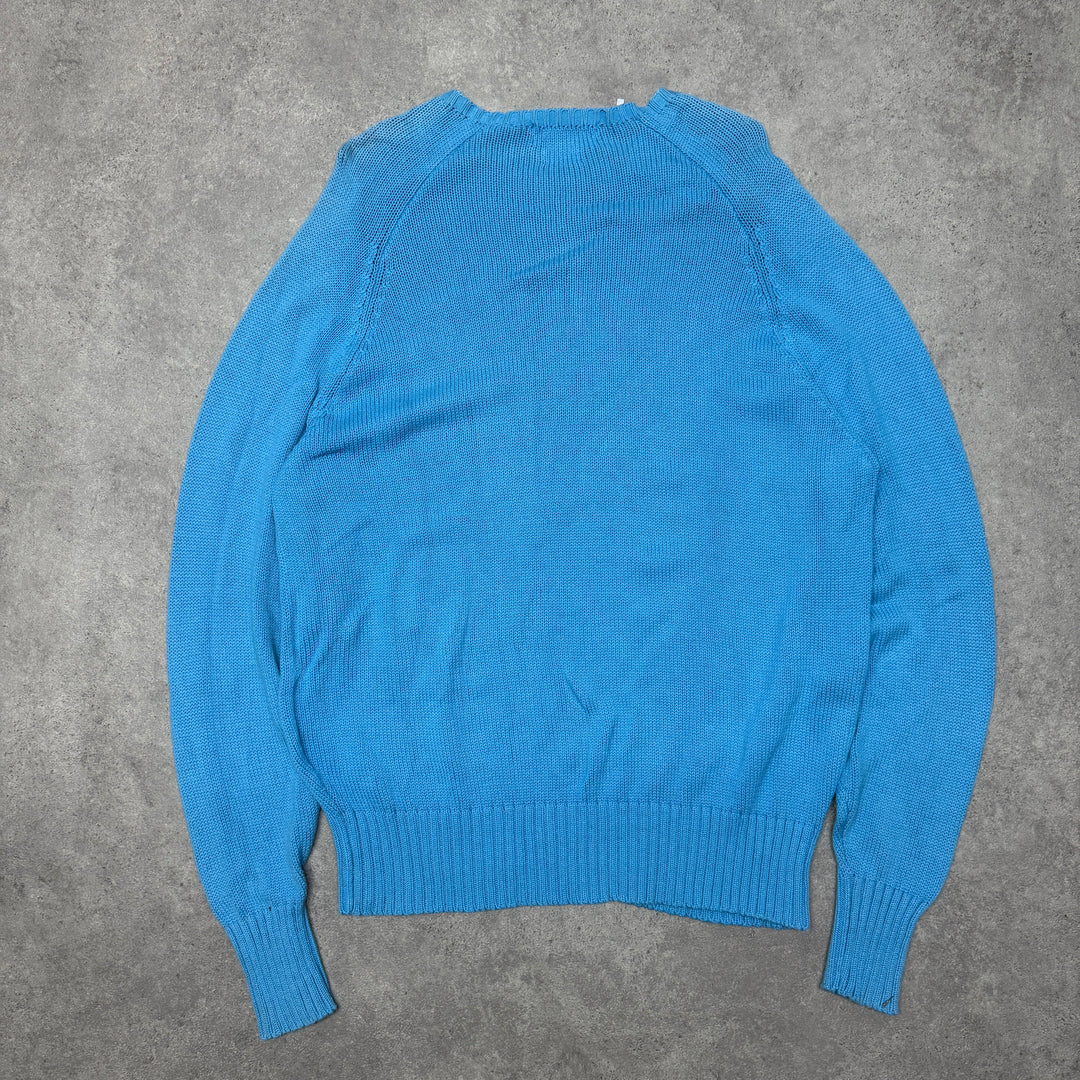 Polo Ralph Lauren Crew Neck Heavy Knit Jumper Size XL Blue