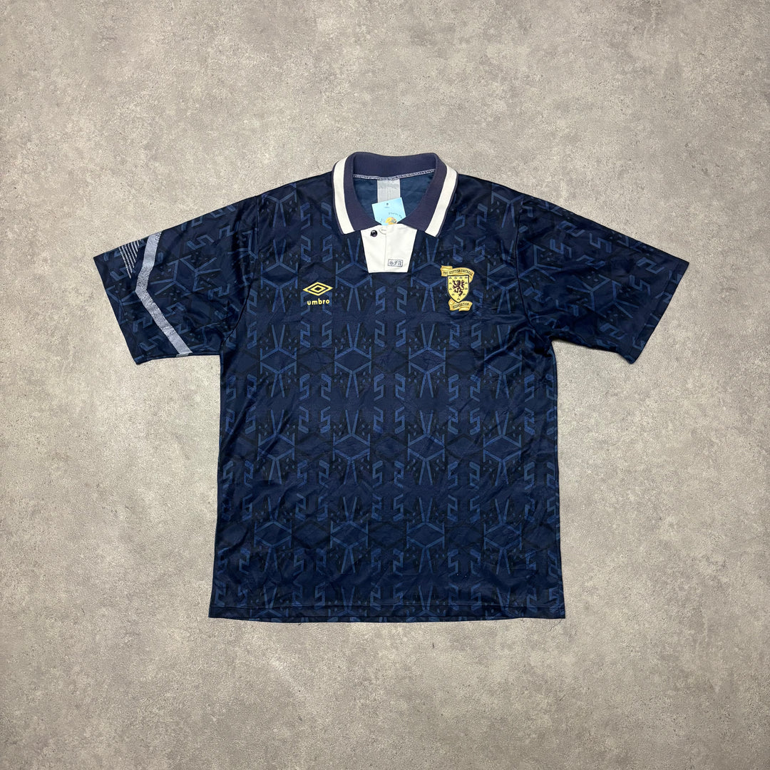 91-92 Vintage Umbro Scotland Navy Home Football Top (M)
