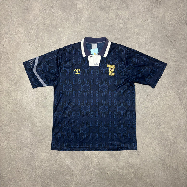 91-92 Vintage Umbro Scotland Navy Home Football Top (M)