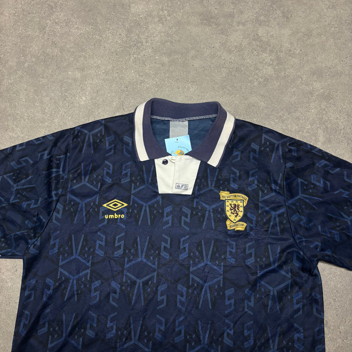 91-92 Vintage Umbro Scotland Navy Home Football Top (M)