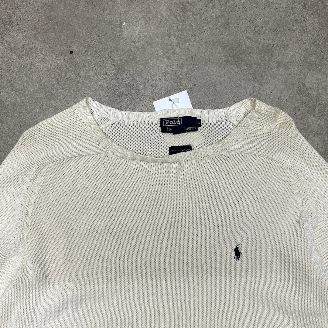 Polo Ralph Lauren Crew Neck Heavy Knit Jumper Size M White