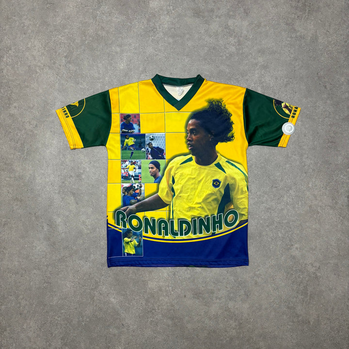 Vintage Ronaldinho Brazil Graphic Yellow T-Shirt (S)