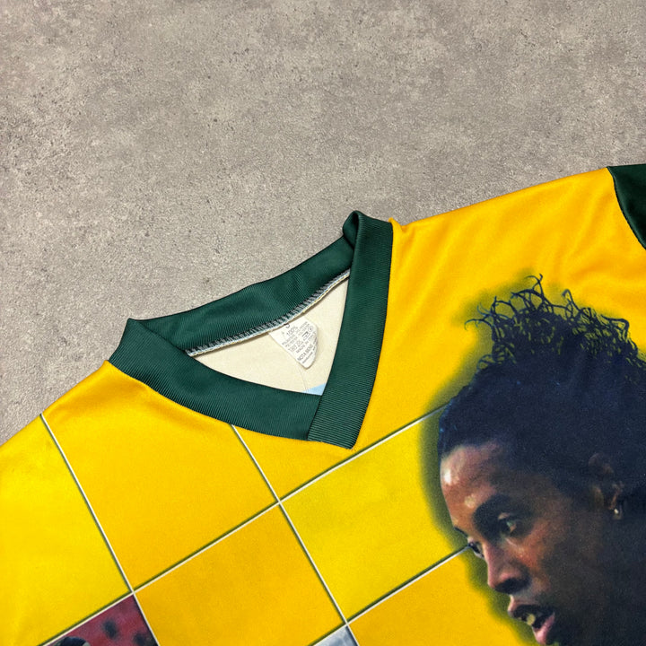 Vintage Ronaldinho Brazil Graphic Yellow T-Shirt (S)