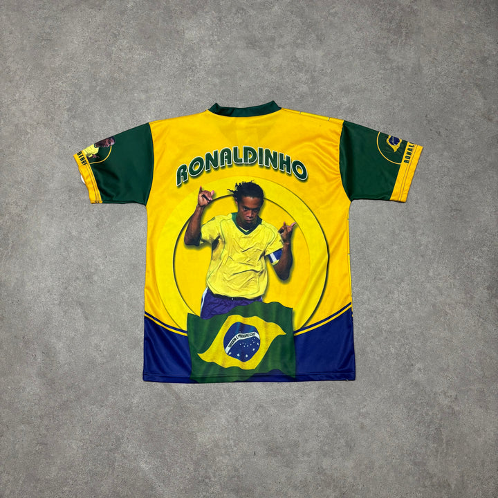 Vintage Ronaldinho Brazil Graphic Yellow T-Shirt (S)