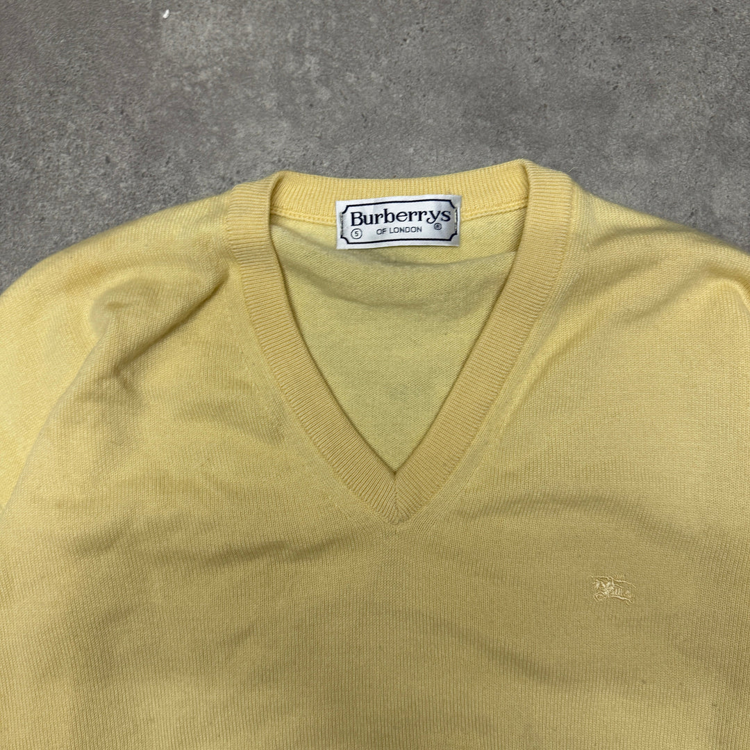 Burberry V Neck  Knit Jumper Women Size M Yellow