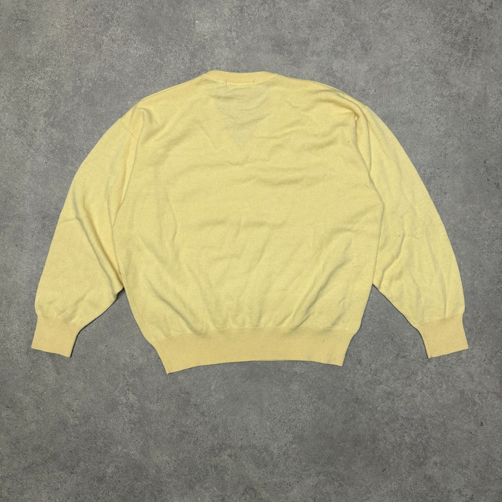 Burberry V Neck  Knit Jumper Women Size M Yellow