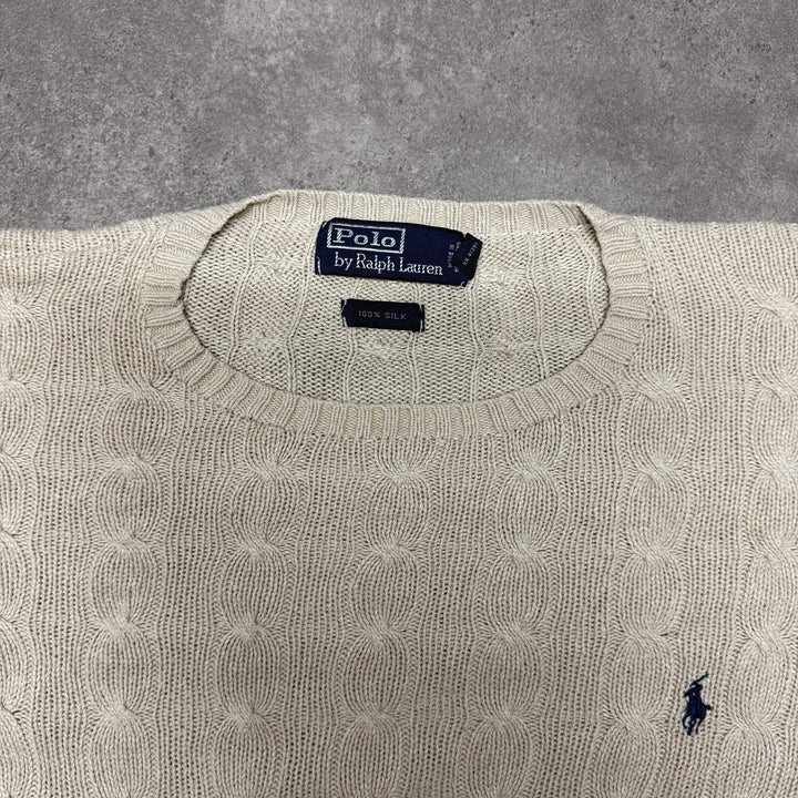 Polo Ralph Lauren Crew Neck Cable Knit Jumper Size 2XL  Cream