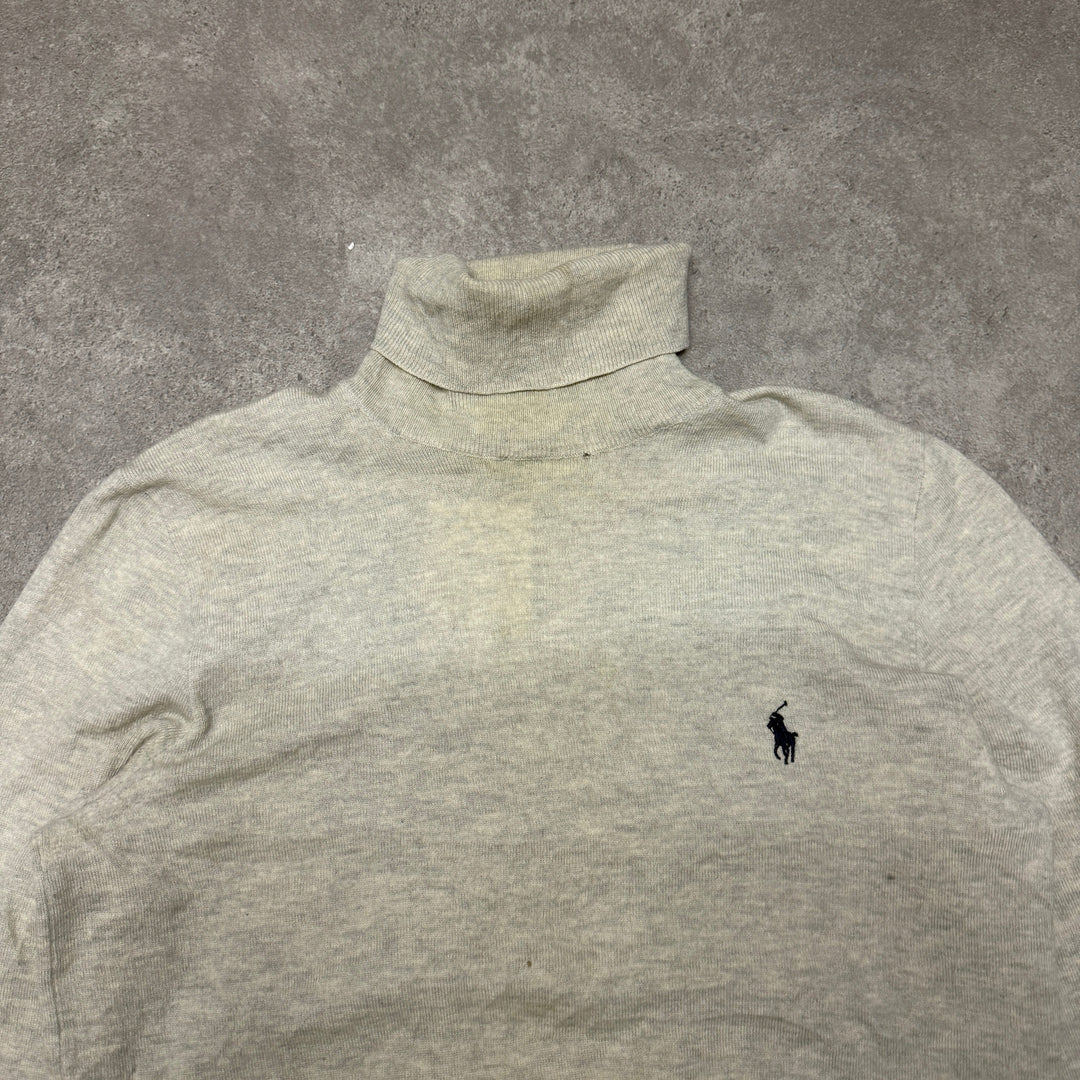 Polo Ralph Lauren Turtle Neck Wool Knit Jumper Size L (Fit M ) Cream