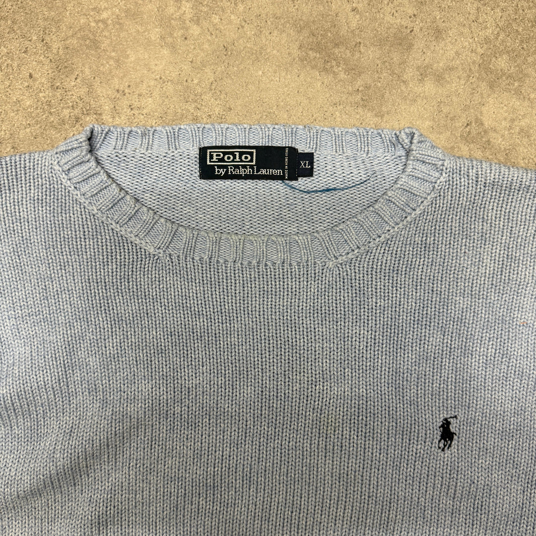 Polo Ralph Lauren Crew Neck Heavy Knit Jumper Size XL Light Blue