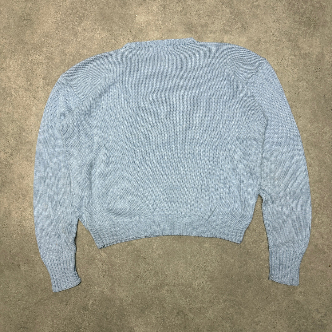 Polo Ralph Lauren Crew Neck Heavy Knit Jumper Size XL Light Blue