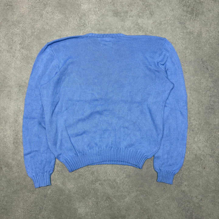 Polo Ralph Lauren Crew Neck Heavy Knit Jumper Size L Light Blue