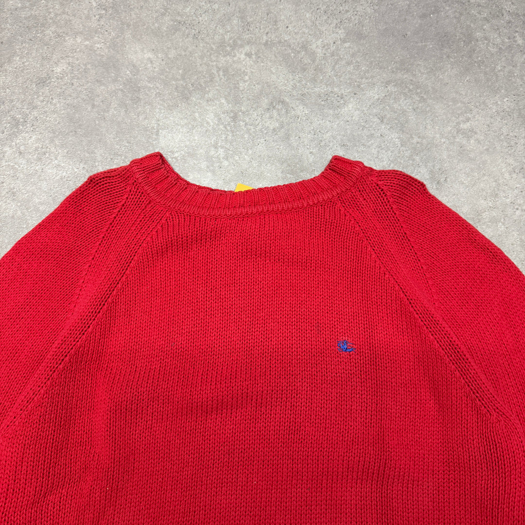 Burberry Crew Neck Heavy Knit Jumper  Size L Red