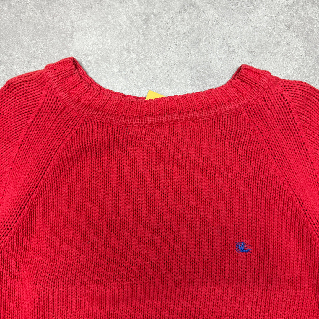 Burberry Crew Neck Heavy Knit Jumper  Size L Red