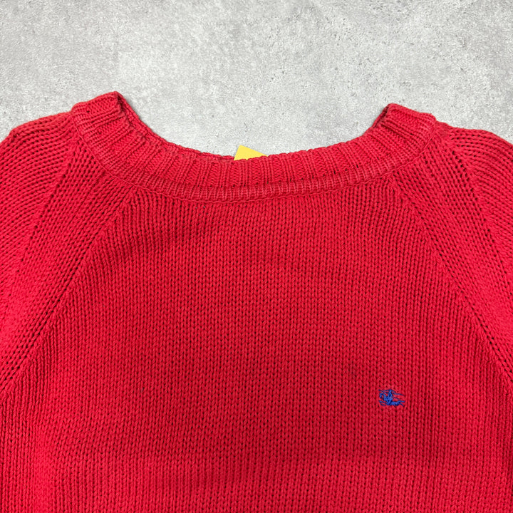 Burberry Crew Neck Heavy Knit Jumper  Size L Red