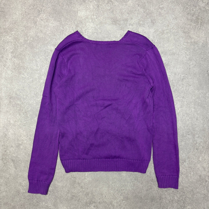 Polo Ralph Lauren V Neck Knit Jumper  Women Size M  Purple