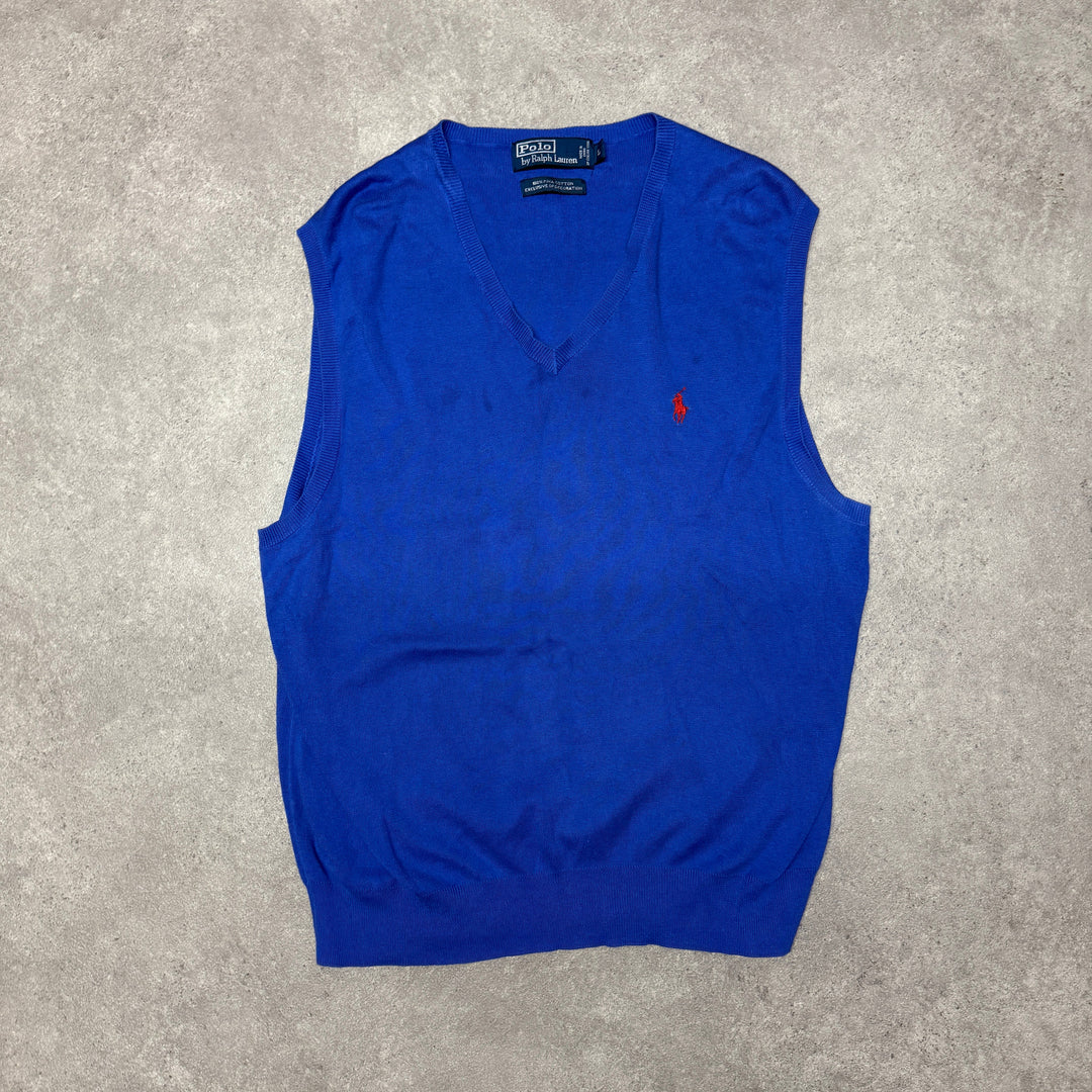 Polo Ralph Lauren V Neck Vest  Size L Blue