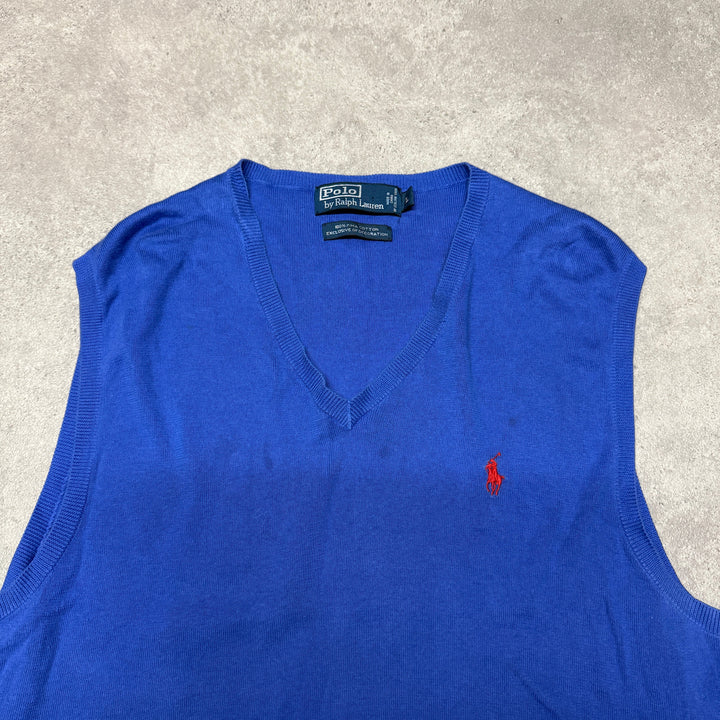 Polo Ralph Lauren V Neck Vest  Size L Blue