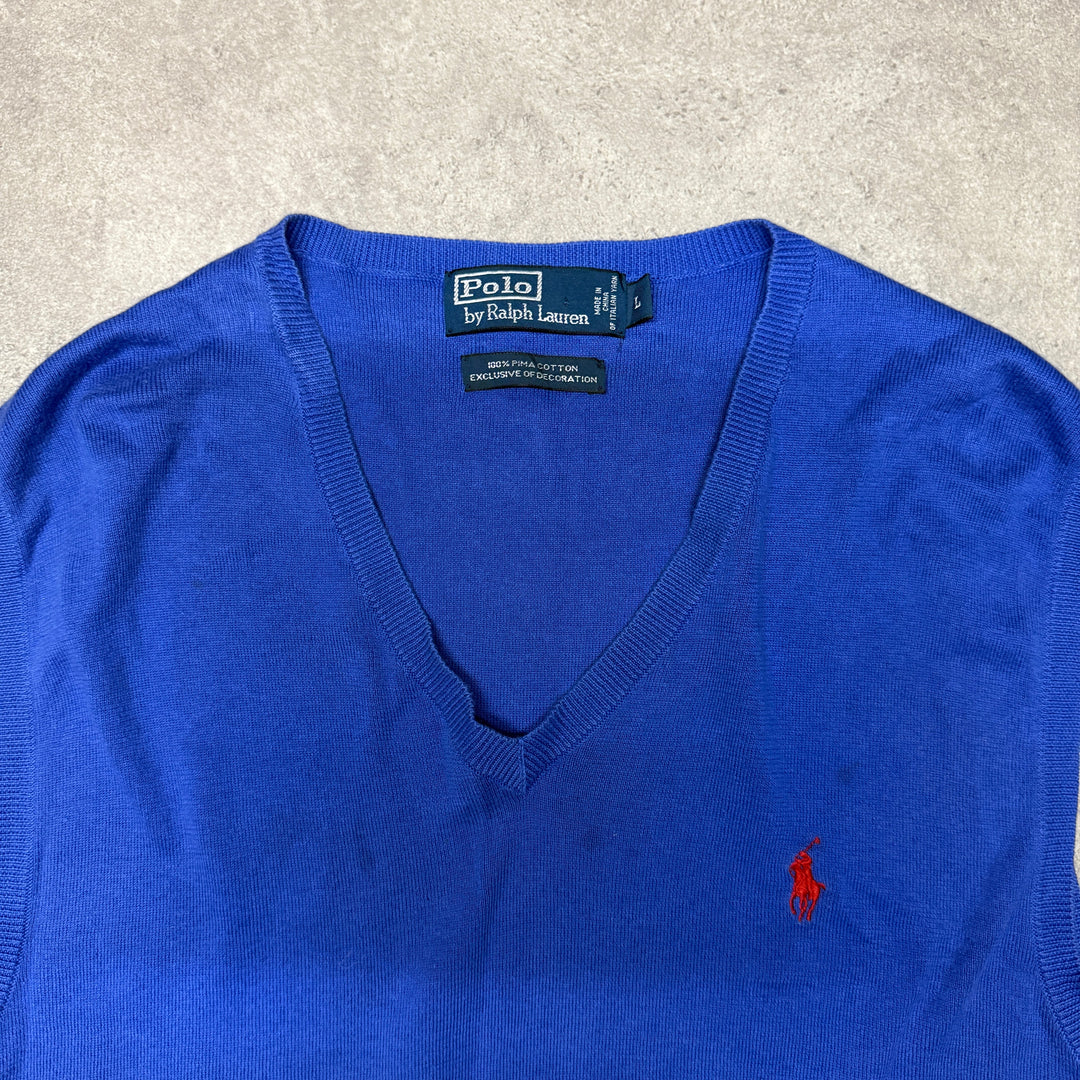 Polo Ralph Lauren V Neck Vest  Size L Blue