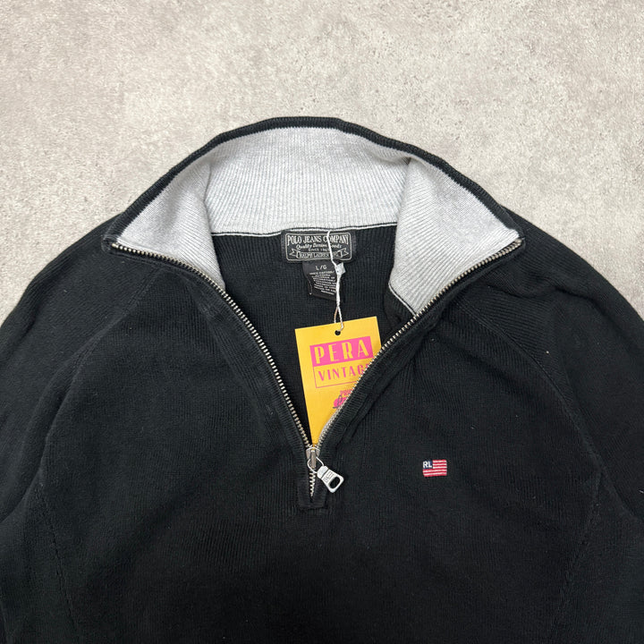 Polo Ralph Lauren Quarter Zip Jumper  Women Size L  Black