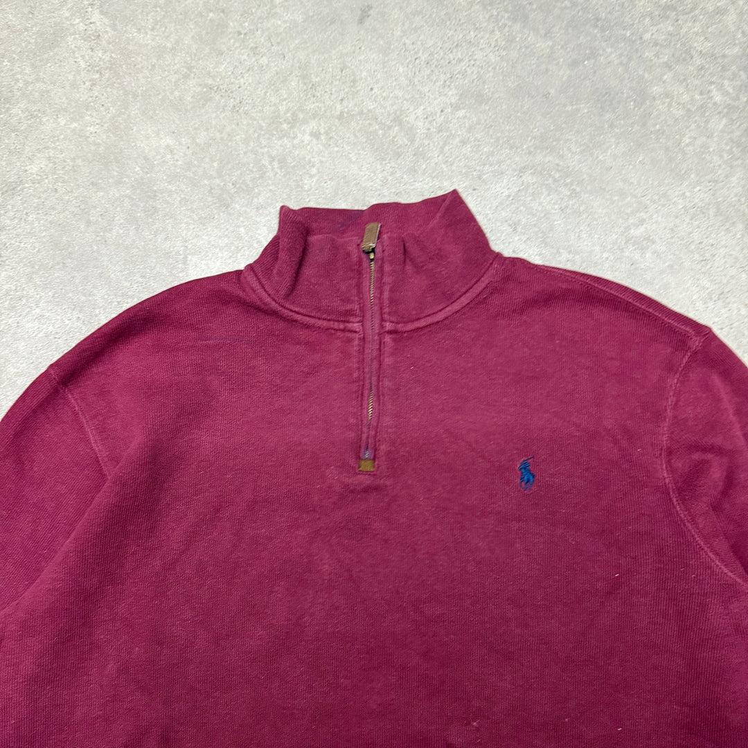 Polo Ralph Lauren Quarter Zip Jumper  Size XL  Burgundy