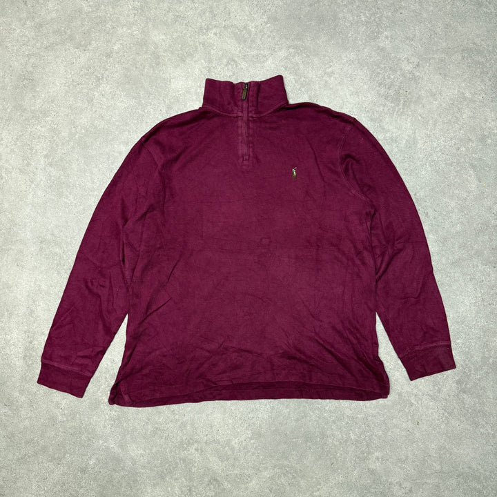 Polo Ralph Lauren Quarter Zip Jumper  Size L  Burgundy