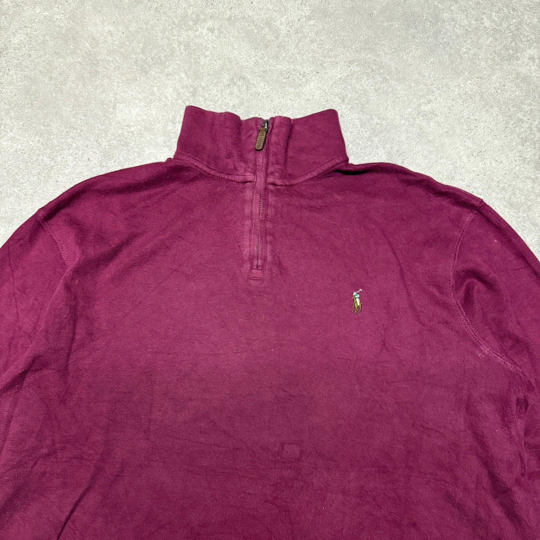 Polo Ralph Lauren Quarter Zip Jumper  Size L  Burgundy